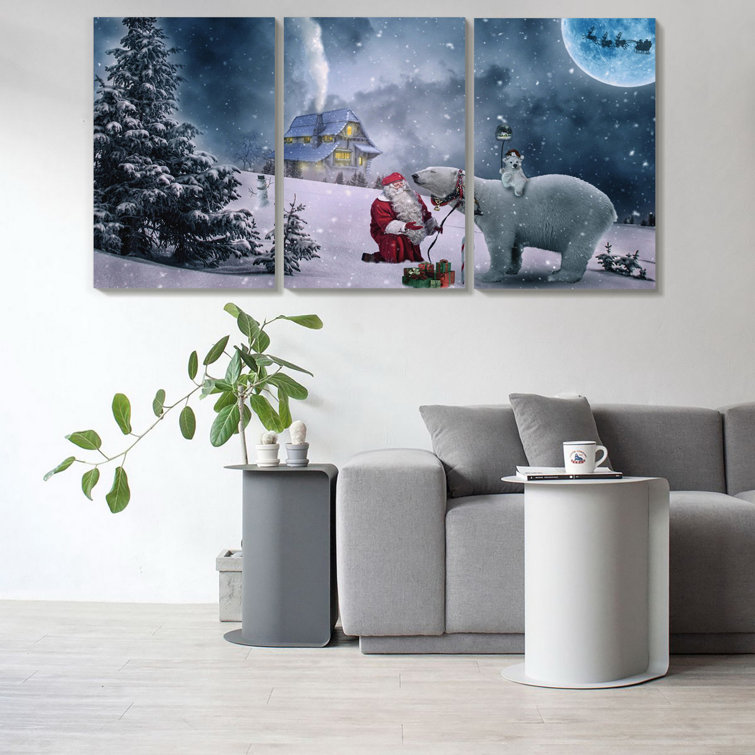 The Holiday Aisle® 3 Piece Merry Christmas Canvas Wall Art Christmas